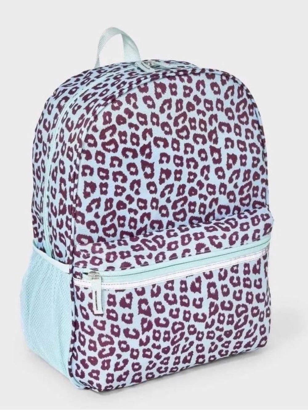 Kids Leopard Print Backpack - Light Blue/green & Purple NWT